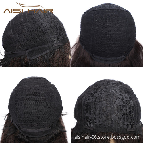 Aisi Hair Synthetic Afro Kinky Curly Hair Braided Long Wigs Dark Brown Marley Braiding Hair Wig for Black Women